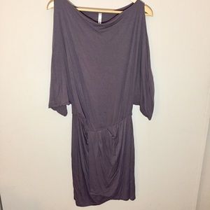 Fluus Cold Shoulder Dress Wrap Taupe Medium Brown Grecian Draped